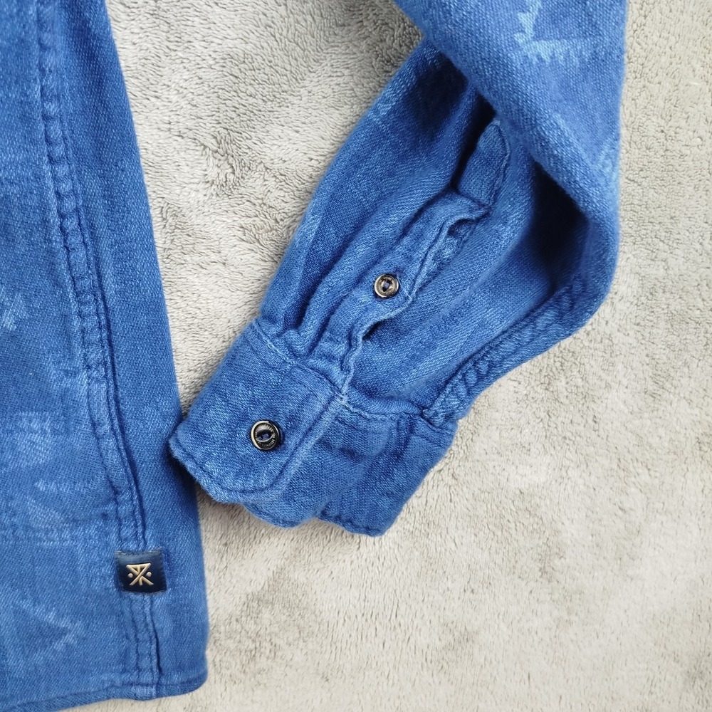 Roark Blue Aztec Native Pattern Flannel Shirt Men… - image 7